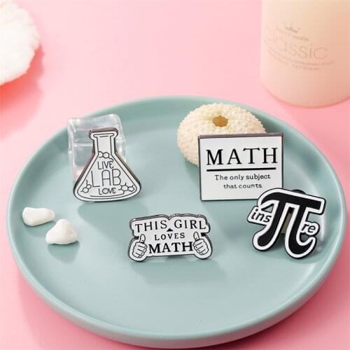 Pi (π) THIS GIRL LOVERS MATH Enamel Pins Educational Brooch Lapel Badge Bag Cartoon Jewelry Gift for Kid Friend Gift