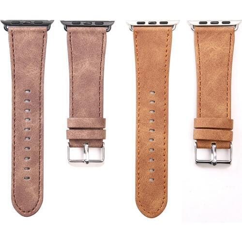 Brown/Coffee Crazy Horse Pattern Leather Strap for Apple Watch SE 40mm 44mm 38/42mm Band Belt for iWatch Series 6 5 4 3 Bracelet