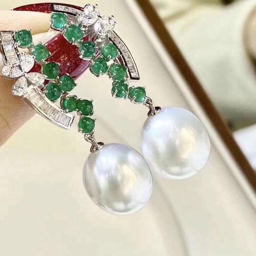 D116 Pearls 9-10mm 925 Sterling Silver Fine Jewelry Fresh Water White Pearls Dangle Earrings for Women Fine Pearl Earrings