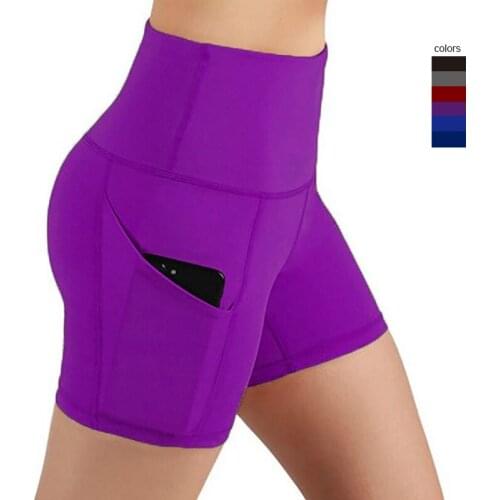 New Women High Waist Lifting Push Up Tight Sports Gym Jogging Running Shorts Yoga Shorts 6 Colors Pocket Fitness Yoga Short Pant