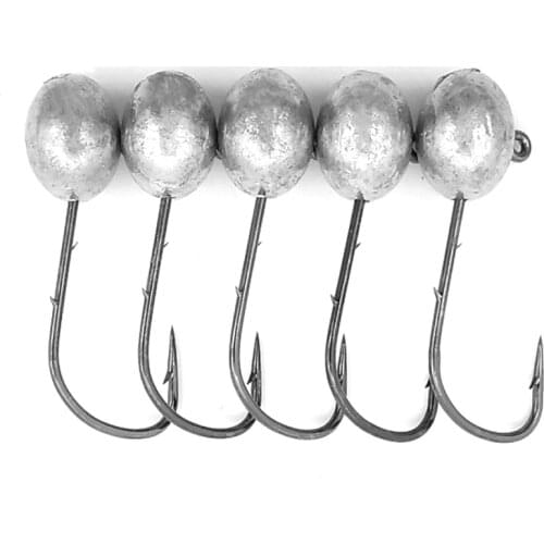 TEUKIM 10pcs/lot NED Head Jigs Hook 0.6g-7g Oval Jig Head Ice Fishing Hook Raft Fishing Jig Head Hooks Micro Fishing Tackle