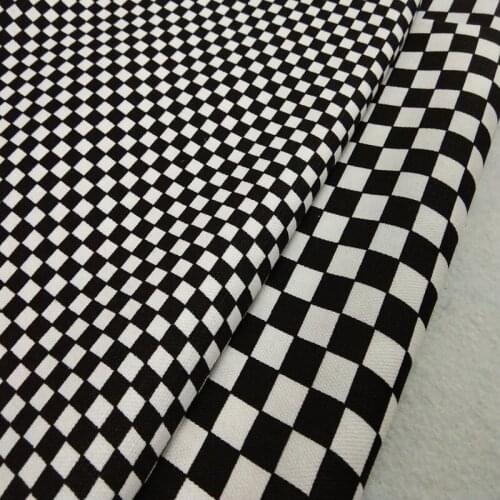 50x140cm Thick & Tough Black White Big Small Square Printed Canvas Cotton Fabric DIY Sewing tablecloth curtain pillow Home Decor