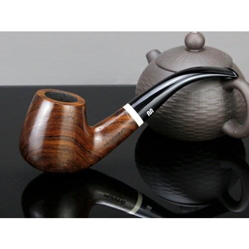 Top Grade Tobacco Pipe 9mm Filter Ebony Wood Pipe Best Handmade Smoking Pipe Vintage Bent Smoke Pipe