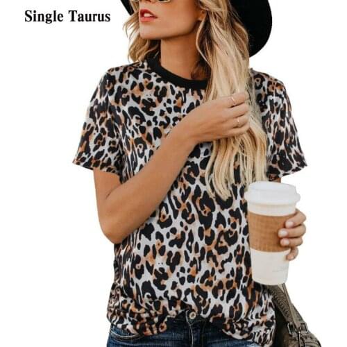 Leopard Print Famale T-Shirts 2020 Summer Short Sleeve Harajuku Tops Fashion Casual Streetwear Womens Clothing