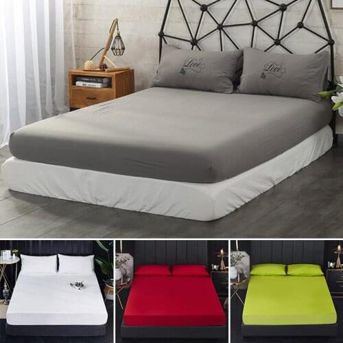 1PC Waterproof Mattress Cover Fitted Bed Sheet Pad Protector Solid Color Bedspread Queen/King Twin Mattress Cover Protector