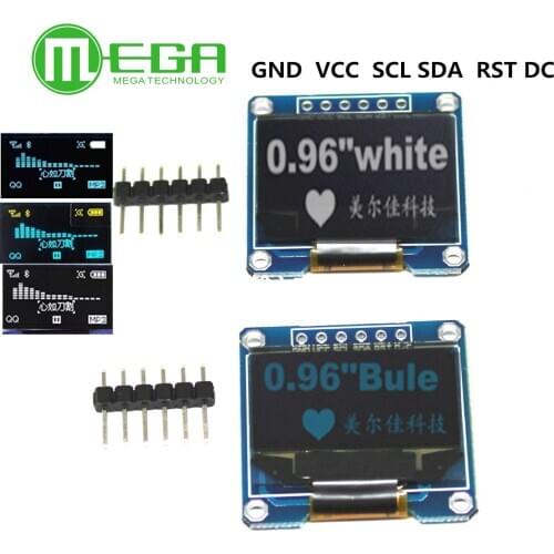 10pcs 0.96"blue 0.96 inch OLED module New 128X64 OLED LCD LED Display Module For Arduino GND VCC SCL SDA RST DC