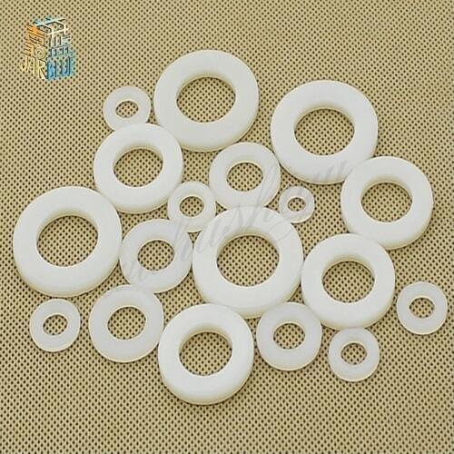 10Pcs-100Pcs DIN125 ISO7089 M2 M2.5 M3 M4 M5 M6 M8 White Plastic Nylon Washer Plated Flat Spacer Seals Washer Gasket Ring