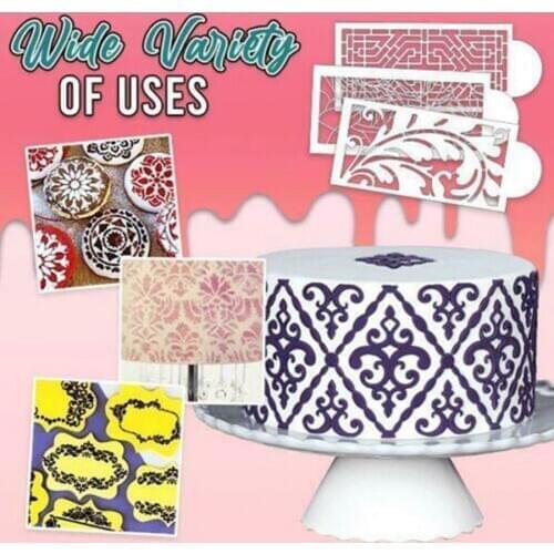 10Pcs Cake Stencil Durable Smooth Decorating Tool Baking Lace Template for Kitchen