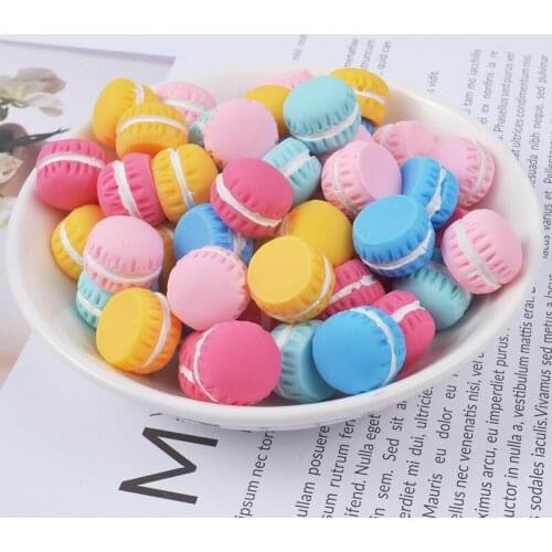 100pcs Mixed Color Cute Handmade Macaron Resin Cotton Candy Simulation Food Sweets Decoration Parts Crafts