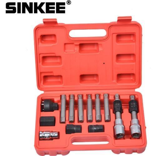 13 Pcs Alternator Freewheel Pulley Removal Engine Auto Tool Set For Mercedes Benz BMW SK1085