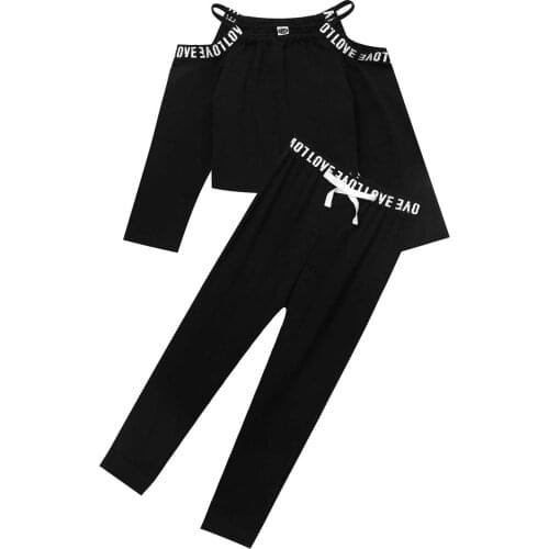 Sweet Girls Tracksuits Sets 2Pcs Kids Sportswear Letter Printed Long Sleeve Crop Top Trousers Outfits Childrens Casual Clothes