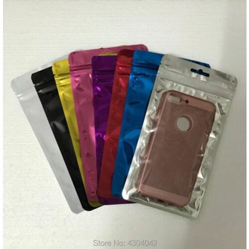 300pcs 4.7*8.6inch 12x22cm Colorful Purple Transparent Bag Mobile Phone Case Packaging Package Bag for iPhone 8 7 6S Plus