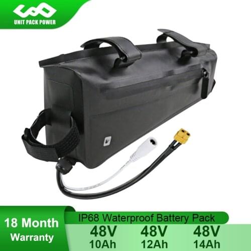 48V 14Ah 12Ah 10Ah Waterproof Triangle Bag eBike Battery 672Wh Samsung Cell Batteries for 1000W 750W 500W Bafang TSDZ2 Engine