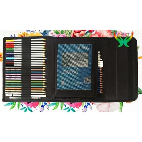 53pc/set sketch color drawing pencil Professional art brush pencil adult kids learning pencils school office supplies easy color