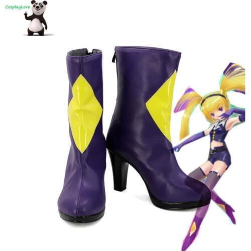 CosplayLove Shugo Chara Tsukiyomi Utau Blue Yellow Cosplay Shoes Cosplay Long Boots Leather Custom Made