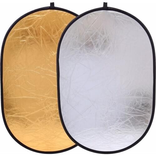 CY 24x35"/60x90cm Free ship Handhold Multi Collapsible Portable Disc Light Reflector for oval Photography 2in1 Gold and Silver