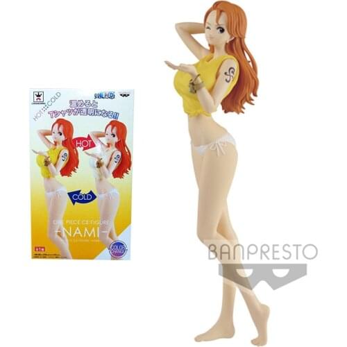 Bandai One Piece Figure Temperature Change Color Swimsuit Nami Anime Figure Genuine Model Action Toy Figure Toys for Children