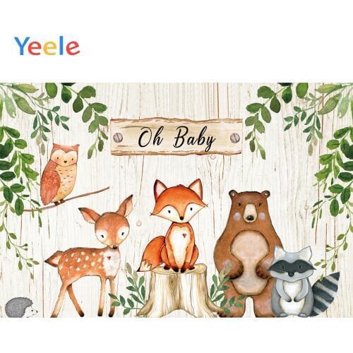 Yeele Wooden Board Grass Fox Bear Animals Birthday Photography Backgrounds Customized Photographic Backdrops for Photo Studio