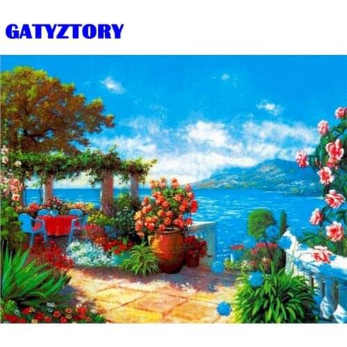 GATYZTORY Beautiful Garden Landscape Painting By Numbers For Adults Children 60x75cm Framed On Canvas Home Living Room Decor