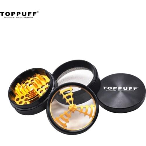 TOPPUFF Skull Crown Herb Grinder Aluminum 63 MM 4 Layers Tobacco Herb Grinder With Sharp Blade Teeth Spice Crusher Miller