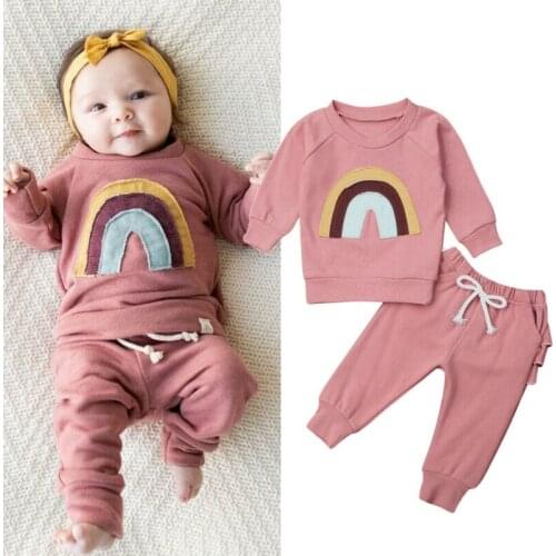 Girls Clothing Sets 2020 Autumn Winter Toddler Girls Rainbow Clothes Outfits Kids Suit For Girl Costume Children Clothing 0-3Y