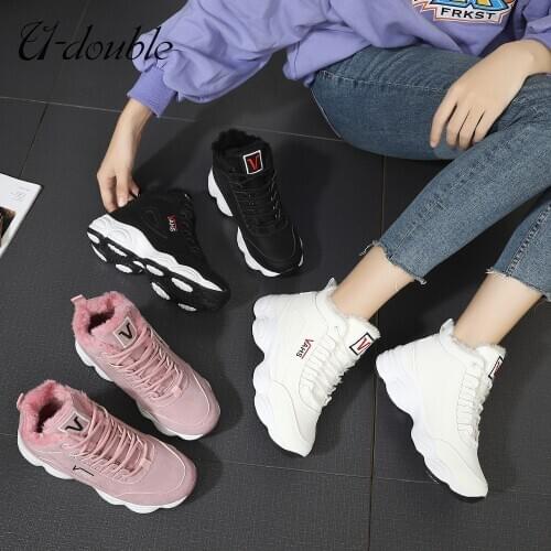 U-DOUBLE 2020 New Arrival Vulcanize Shoes Women Winter Thick bottom Sneakers Keep Warm Comfortable Brand Outdoor Leisure Shoe