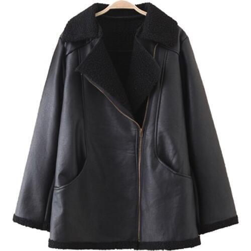 2019 New Autumn Winter Oversize Leather Jacket Women Short PU Leather Flocking Thicken Outerwear Female Loose Plus size 4XL G731