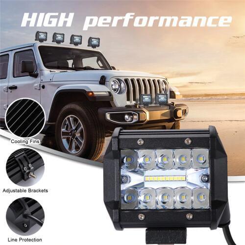 LEDGLE 2Pcs 60W LED Light Bar Spotlight 6000K Work Lights for Pickup Truck Jeep Boat UTV ATV Motorcycle Spot Flood Combo Beam