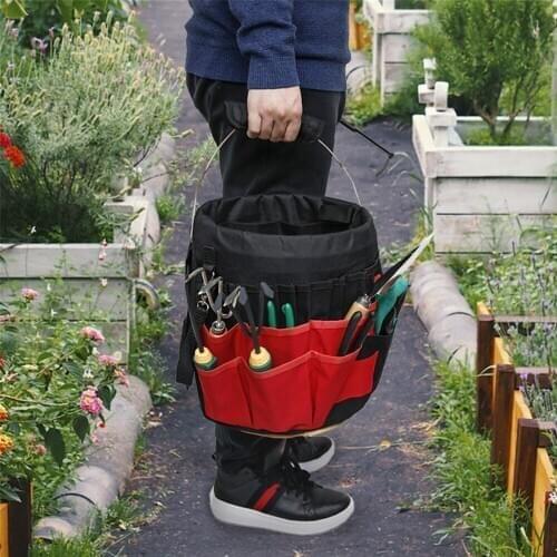 Multifunctional Gardening Tool Bucket Storage Bag Fits 3-5 Gallon Bucket 42 Pocket Hand Tool Organizer For Gardener Electrician