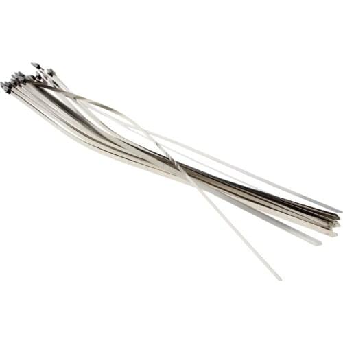 Mromax 300mm 350mm Zip Ties Stainless Steel Chrome Self-Locking Cable Clamps Exhaust Wrap for Home Office Garage Workshop