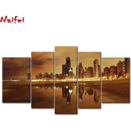 5 pieces Chicago skyline Landscape Diamond Painting Kit 5D DIY Cross Stitch Mosaic Sale Embroidery city picture Crafts Gift