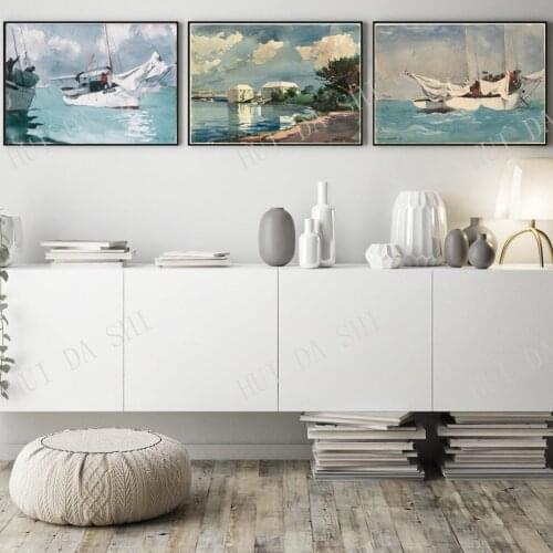 Winslow Homer Paintings Caribbean Nautical Art Set of 3
