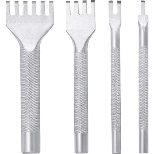 Leather Prong Set,4 Sizes Leather Chisel, 1/2/4/6 Leather Prong Punch,Stitching Chisel Lacing Prong for Leather Craft