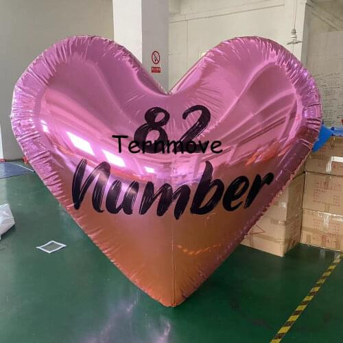 Inflatable silver mirror heart balloon Inflatable mascot model replica gold pvc mirror Ball Light Mirror Reflection Stage