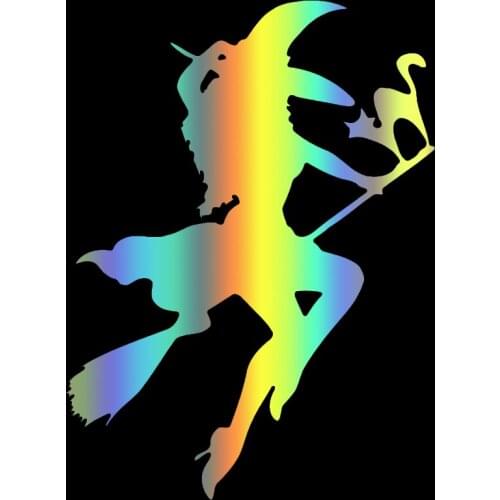 S51393 Various Sizes/Colors Car Stickers Vinyl Decal Witch Flying on Broom Motorcycle Decorative Accessories Creative