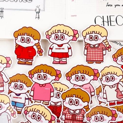 20pcs Cherry girl hand account sticker Korean Ins wind girl material diy album cell phone account waterproof decorative sticker