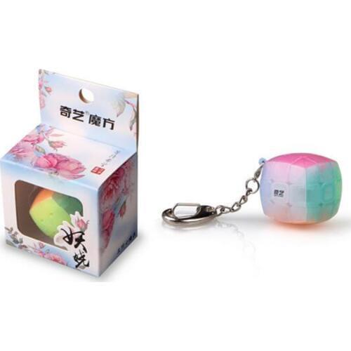 Newest QiYi 3x3x3 Little Steamed Bun Magic Cube Mini Educational Toys for Brain Trainning Jelly Color-3cm Keychain cube
