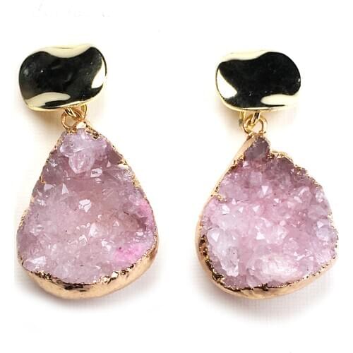 New Women Natural Water Drop Shape Agat Stone Earrings for Women 15x20-18x25mm