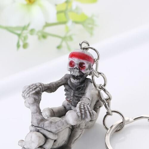 Motorbike Skull Skeleton Charm Rubber Keychain Car Purse Bag Accessories Keys Holder Keyring C66