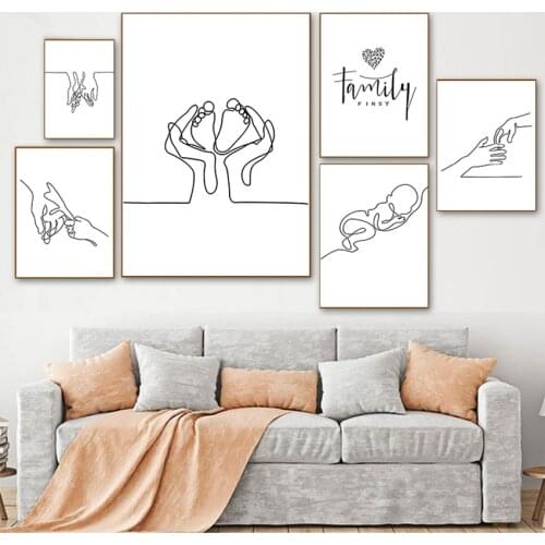 Figure Family Love Posters and Print for Bedroom Geomtric Line Drawing Picture Home Decor Nordic Canvas Painting Wall Art