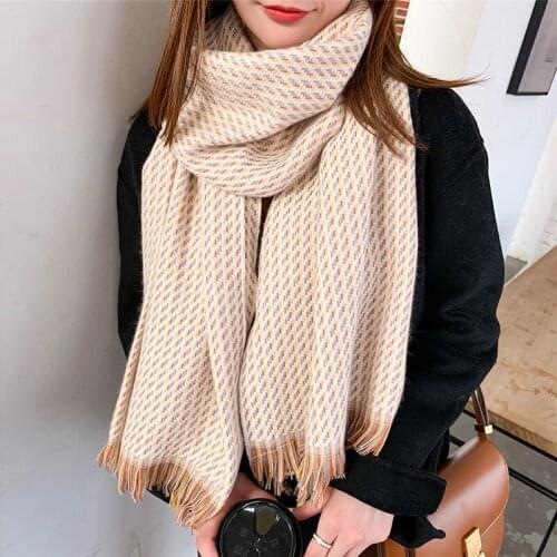 New Fashion Imitation Cashmere Women Tassel Plaid Scarf Autumn Winter Warm Shawl Long Wrap Bandana Outdoor Female Thick Blanket