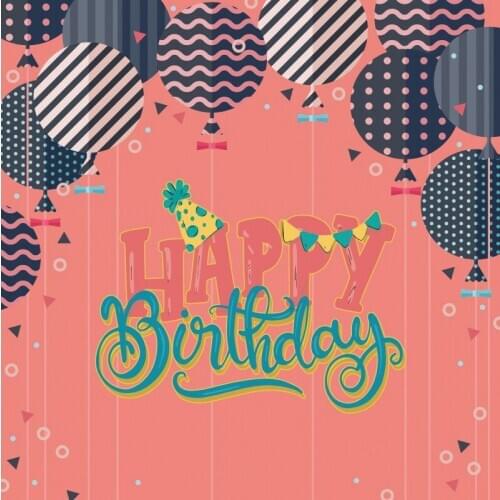 Navy Blue Balloon Happy Birthday Backdrop Holiday Photography Background Celebration Photo Booth Studio Decor