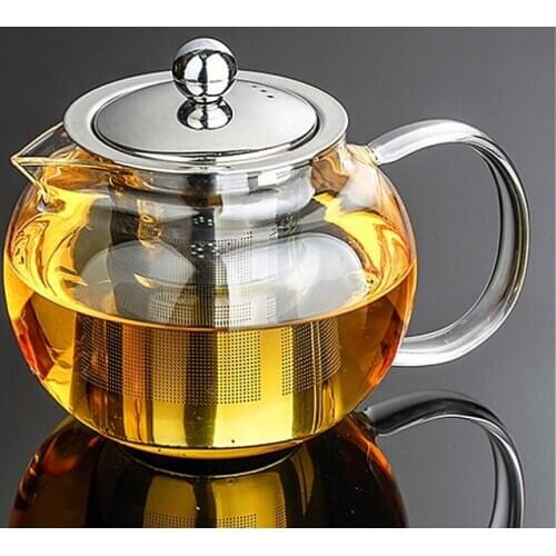 1PC 350ml 500ml 1200ml Heat Resistant Glass Tea Pot Flower Tea Puer Kettle Coffee Teapot With Stainless Steel Infuser JN 1032