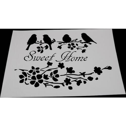 1pc Stencils Bullet Journal GThrush Bird Painting Template DIY Embossing Stencils Accessories For Scrapbooking Stencil Reusable