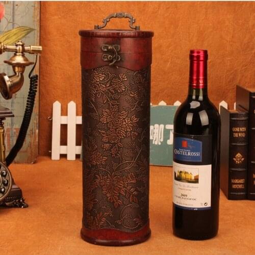 Retro Wooden Wine Box Vintage Wine Bottle Storage Gift Box Case Holder Bottle Stopper Keep Wine Fresh Wine Packaging Box