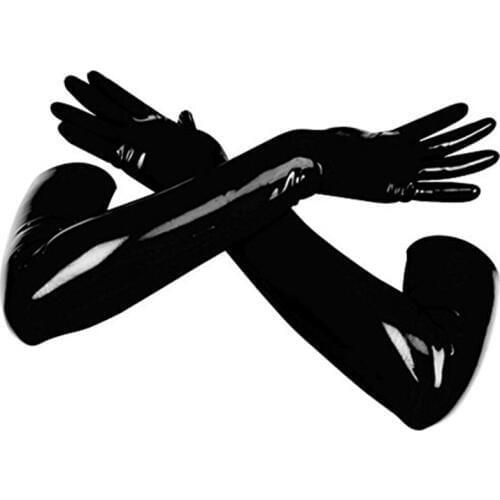 Black Red Women Lady Elbow Leather Gloves Sexy Arm Length Gloves Elastic Shiny Wet Look Long Solid Gloves Mittens Clubwear