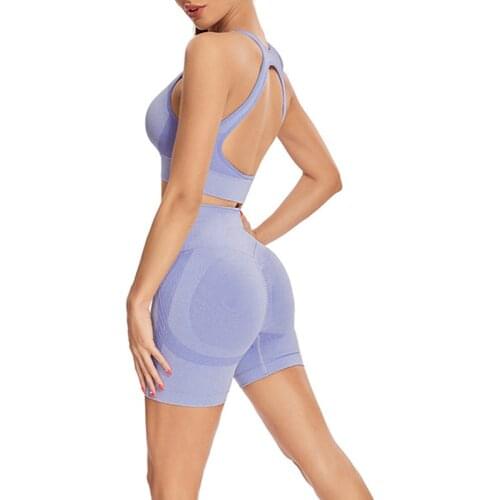 Women Sexy Shockproof Running Sports Bra High Waist Stretch Shorts Gym Seamless Knitted Sportswear Yoga Wear Fitness Suit