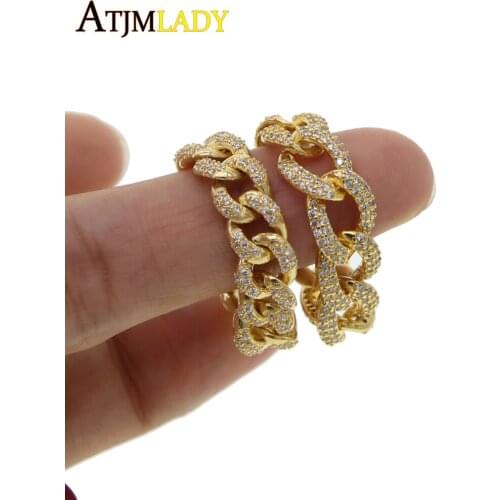 Girlfriend Gift Fashion Miami Cuban Chain Cz Wedding Ring Female Engagement Gold Filled Hiphop Charm Jewelry 2020Ring Party Gift