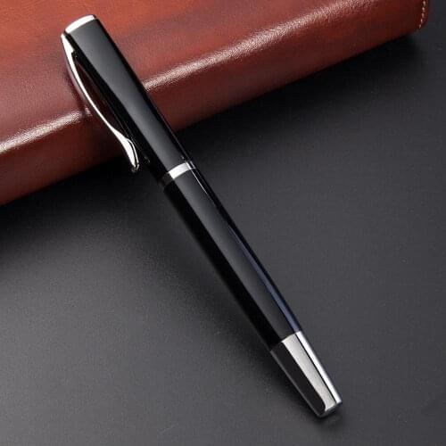 12 pcs/lot Fashion Black Metal Ballpoint pen Cute Business Ball pens Signature pen office School writing supplies