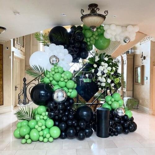 174pcs Green Black Macaron Balloon Garland Arch Wedding Birthday Balloons Decoration Party Balloons For Kids Baby Shower